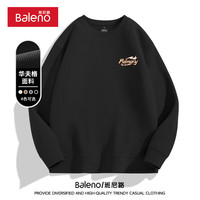班尼路(Baleno)华夫格卫衣男春秋季长袖内村圆领百搭上衣潮流休闲宽松外套 黑/JPB星黑字X 2XL(160-180斤)