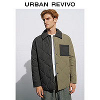 URBAN REVIVO UR2024秋冬男装设计感撞色葫芦形绗缝翻领棉服UML130024 深灰 M