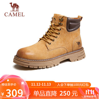 CAMEL 骆驼 休闲增高厚底户外工装男士大黄靴 G13W076024 沙漠黄/咖啡 39