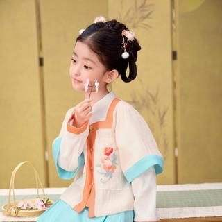 明制汉服国风马面裙两件套女童儿童长袖套装2024秋出游季