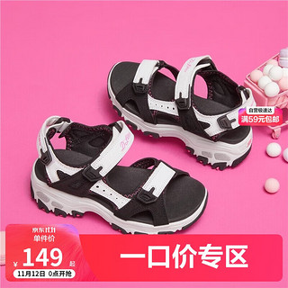 SKECHERS 斯凯奇 D'LITES系列 女童凉鞋 664133L/BKW 黑色/白色 27.5码