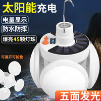 太阳能充电灯泡充电式led灯泡移动夜市地摊灯摆摊灯户外应急照明家用露营帐篷灯 足球灯10000W(45颗灯珠,持续亮20小时)