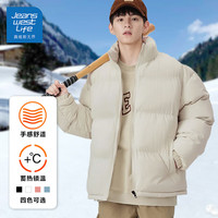 JEANSWEST LIFE真维斯冬季保暖外套纯色休闲立领百搭棉服潮流宽松加厚上衣 米白 M