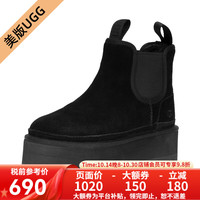 UGGUGG美版女款PLATFORM厚底切尔西短筒雪地靴休闲舒适短靴1134526 BLK-黑色 37