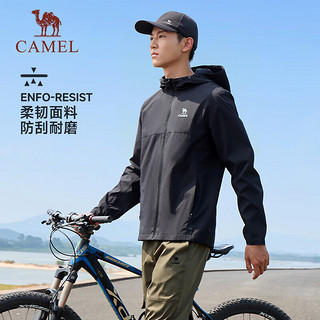 骆驼（CAMEL）防泼水户外休闲外套男防风夹克风衣 J34CABLH632 幻影黑 XL 【男】H632，幻影黑