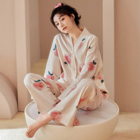PEANOJEAN长袖睡衣女秋季小香风韩版家居服可外穿ins风套装女E309 K16075A XL码(体重116-130斤)