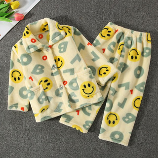 温小影 HELLO YING儿童家居服套装法兰绒睡衣男童女童女孩宝宝小孩加厚秋冬季 【法兰绒】熊 80-适合70-80cm