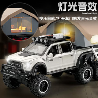 驰誉模型 福特猛禽F150皮卡房车汽车模型玩具回力合金声光摆件手办
