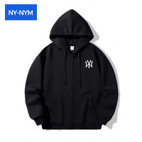 NY-NYM 联名潮牌纯棉帽衫男士卫衣2024秋冬情侣款高品质连帽卫衣女 黑色