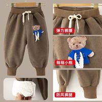 儿童冬季加绒裤子2024冬季中小童保暖裤外穿百搭时尚运动裤子