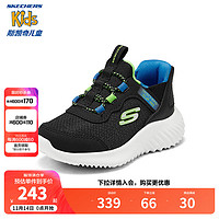 SKECHERS 斯凯奇 儿童闪穿鞋男小童时尚休闲鞋宝宝轻便舒适运动鞋子403822N 黑色/蓝色/柠檬色/BBLM 23码