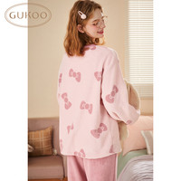 Gukoo/果壳睡衣女冬珊瑚绒IP系列保暖舒适可外穿家居服套装睡衣男
