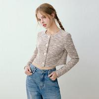 韩系少女风松弛感小香风外套2024春针织肌理基础百搭上衣