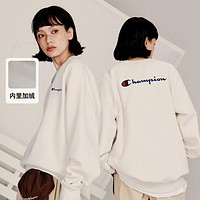 Champion 秋冬男女同款草写logo圆领卫衣轻薄绒情侣卫衣