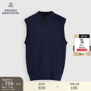 Brooks Brothers BrooksBrothers）男士24早秋美利奴羊毛V领针织背心 4004-藏青色 XS