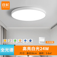 仕匠(shijiang)超亮led吸顶灯圆形卧室灯现代简约大气客厅灯过道走廊灯阳台灯具 白天圆-30cm高亮白光24W
