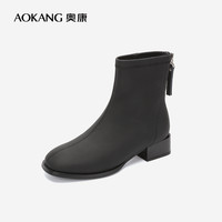 【门店】奥康女鞋 冬季真皮时尚休闲女士短靴弹力靴显瘦
