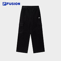 FILA FUSION 斐乐潮牌梭织长裤男2024冬季新款时尚复古宽松工装裤