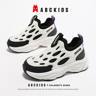 ABCKIDS ABC KIDS儿童童鞋春秋季新款男童时尚百搭休闲鞋女童时尚轻便运动鞋 白/黑色 35码内长220脚长215