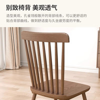 实木餐椅家用中古餐桌椅子商用复古餐厅凳子靠背胡桃木茶桌温莎椅