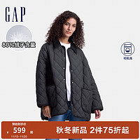 Gap 盖璞 女装2024秋季菱格绗线翻领大口袋羽绒服保暖外套640256 深灰 170/88A(L) 亚洲尺码