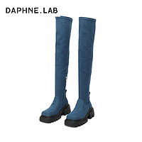 88VIP：DAPHNE LAB DAPHNELAB方糖过膝靴2代厚底牛仔过膝靴长筒靴