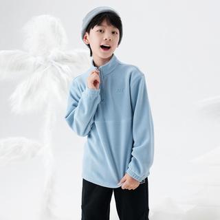 361°儿童冬季男童半开襟立领卫衣时尚女童加厚套头卫衣绒面长袖上衣