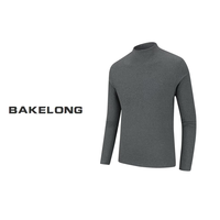 BAKELONG真德绒半高领卫衣发热打底衫男秋冬季商务双面绒打底衫保暖内衣 灰色 3XL