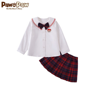 Paw in Paw PawinPaw卡通小熊童装秋季女宝宝学院风翻领裙装两件套 Red20/红色 90cm