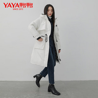 鸭鸭羽绒服鸭鸭（YAYA）【派克风衣】中长款羽绒服女2024年冬季经典保暖修身外套 黑色 M