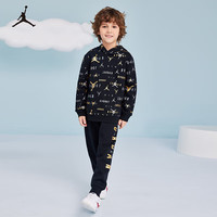 JORDAN耐克(NIKE)童装男童圆领卫衣长裤2件套Air Jordan春秋儿童上衣裤子套装 正黑色 120(6)