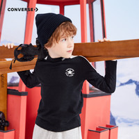 Converse 匡威童装男女童长袖T恤冬季儿童保暖加绒立领长T打底衫 正黑色 120/60