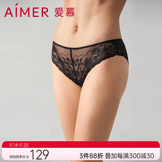 Aimer 爱慕 内裤女士奇妙邂逅低腰巴西裤黑色蕾丝小裤女AM229822 经典黑400 170