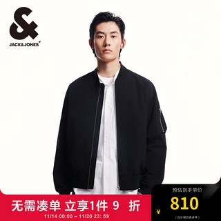 杰克琼斯 杰克·琼斯（JACK&JONES）秋款男士棒球领夹克百搭基础略宽松拉链门襟纯色外套男224321019 黑色E40 黑色E40 190/108A/XXL