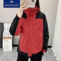ROUHILDY 诺诗登 冲锋衣女三合一冬季新款保暖加绒防风防水冲锋衣女可拆卸 烈焰红 XL