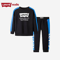 Levi's 李维斯 儿童套装秋季新款男童女童长袖长裤两件套时尚洋气 黑美人 150/72(M)