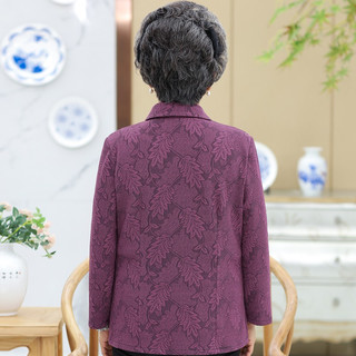 安贞雪老年人衣服奶奶装春秋装翻领衬衫中老年女装弹力透气装XC1397 紫色上衣 2XL105-120斤