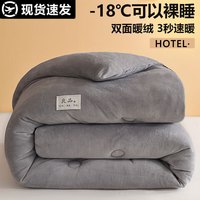雅鹿牛奶绒被子冬被季双面绒棉被单人加厚保暖10斤被芯双人春秋被毯褥 双面牛奶绒-灰色【加厚保暖】 150*200cm春秋被【约4斤】
