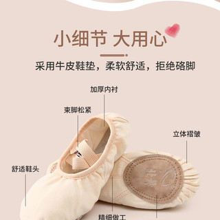 北舞舞蹈鞋儿童女软底练功成人形体民族跳舞猫爪男女童中国芭蕾舞 白色 牛皮鞋垫 抽绳系带可调节大小 35
