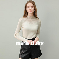 Marie Claire 嘉人 半高领针织衫女秋冬洋气2024新款高级感内搭打底衫可外穿毛衣