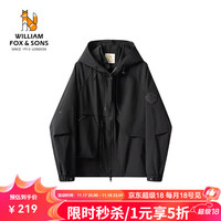 William fox&sons【服装5折】新型科技布户外面料机能风立体裁剪仿冲锋YI夹克外套 暗夜黑 XL /52【新型科技布面料】