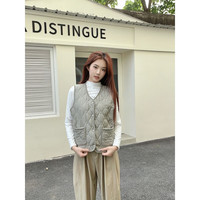 宝娜斯（BONAS）感绗缝马夹纽扣秋冬防风防寒保暖内衣女外穿休闲运动小香风 绿色 L【80-105斤】