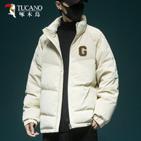 TUCANO啄木鸟美式冬季90%羽绒服男士宽松大码立领加厚保暖面包服外套 卡其 4XL 体重200-220斤