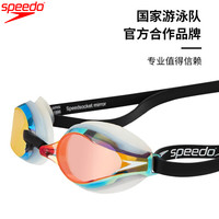 Speedo竞速泳镜男女款镀膜鲨鱼皮防水防雾高清专业游泳镜