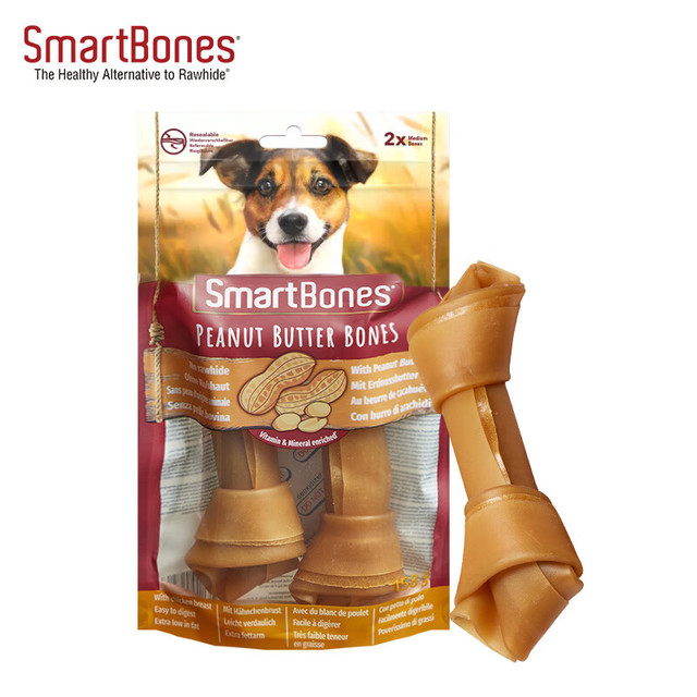 SmartBones 宠物狗狗零食磨牙棒 洁齿骨花生味 中号-2支装158g