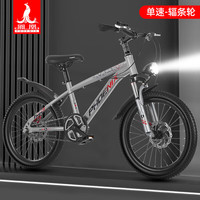 PHOENIX凤凰儿童自行车单车6-10-15岁山地自行车男女孩青少年城市通勤车 亮银【单速辐条轮】双碟刹+礼包 22寸(适合身高140-160cm)