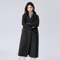 含山羊绒/绵羊毛直筒双排扣双面呢大衣女24秋冬