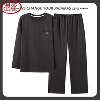 浪莎睡衣男长袖长裤大码青年套装仿棉休闲可外穿家居服 XL