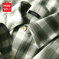 名创优品(MINISO)格子衬衫男2024复古休闲长袖外套大码日系vintage潮牌工装衬衣男 绿色 180/XL(不起球不掉色)