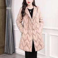 飘朵高端款气质中长款羽绒服2024冬季女90白鹅绒加厚中年外套